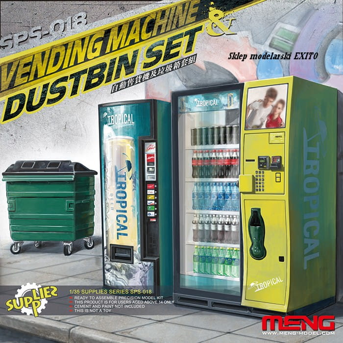 Meng Model 1/35 Scale Vending Machine & Dustbin Set SPS-018 Plastic Accessory Kit NZ Stock