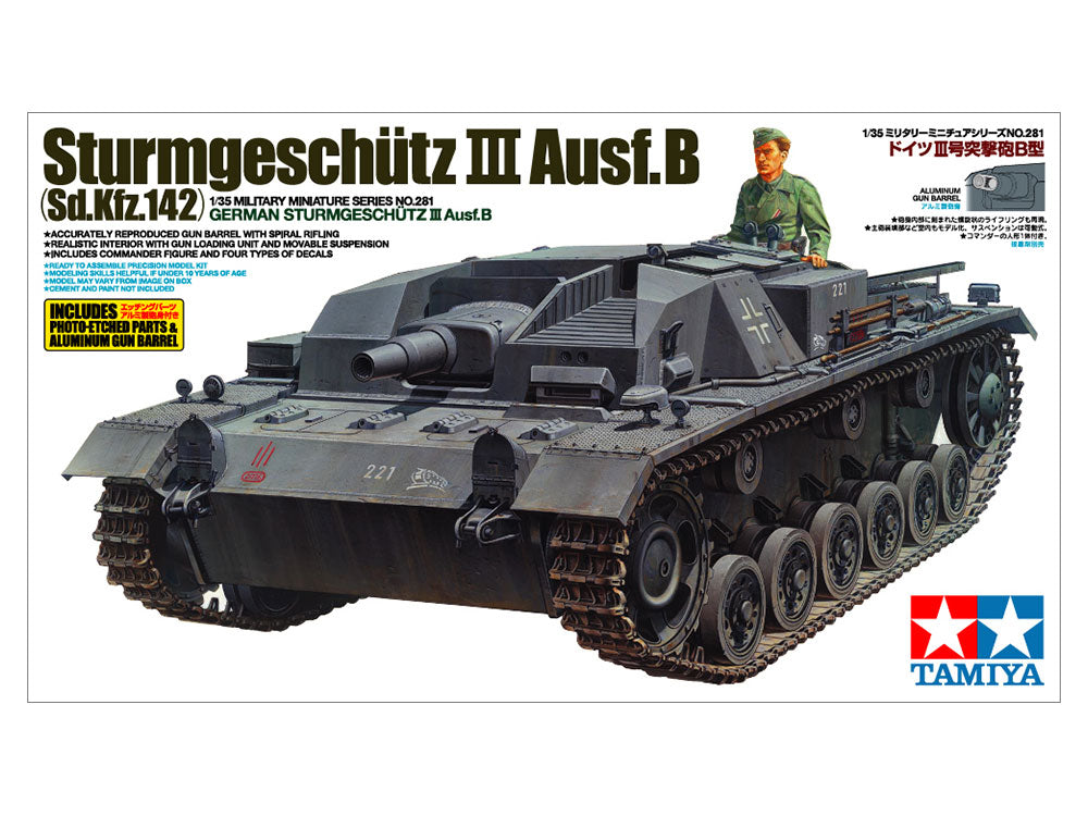 Tamiya 1/35 German Sd.Kfz.142 Sturmgeschütz III Ausf.B WWII Assault Gun Plastic Model Kit 35281