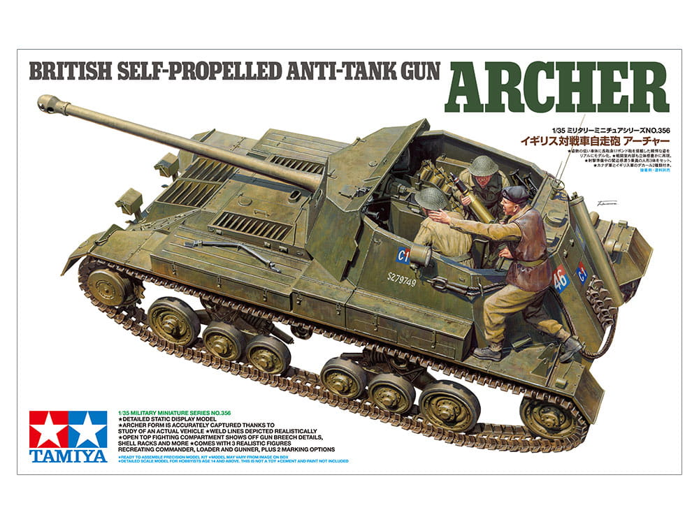 Tamiya 1/35 British Archer Self-Propelled Anti-Tank Gun WWII Plastic Model Kit 35356