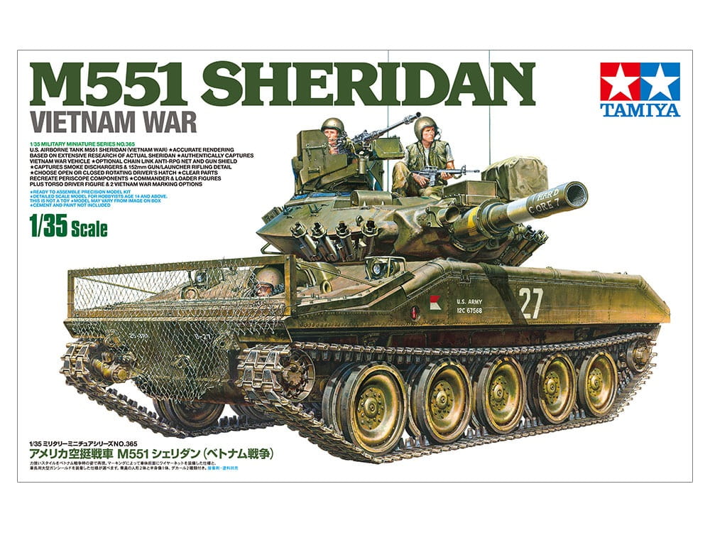 Tamiya 1/35 M551 Sheridan Vietnam War U.S. Armored Reconnaissance Vehicle Plastic Model Kit 35365 Descripti