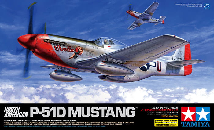 Tamiya 1/32 North American P-51D Mustang WWII Fighter Aircraft Plastic Model Kit 60322