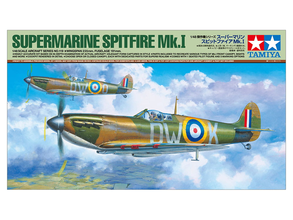 Tamiya 1/48 Scale Supermarine Spitfire Mk.I Plastic Model 61119 NZ Stock