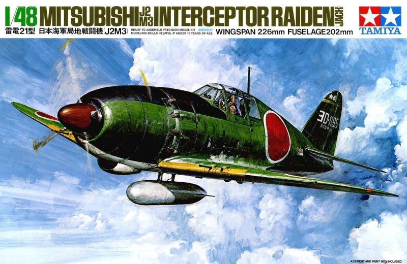 Tamiya 1/48 Scale Mitsubishi J2M3 Raiden (Jack) Interceptor 61018 Plastic Model Kit