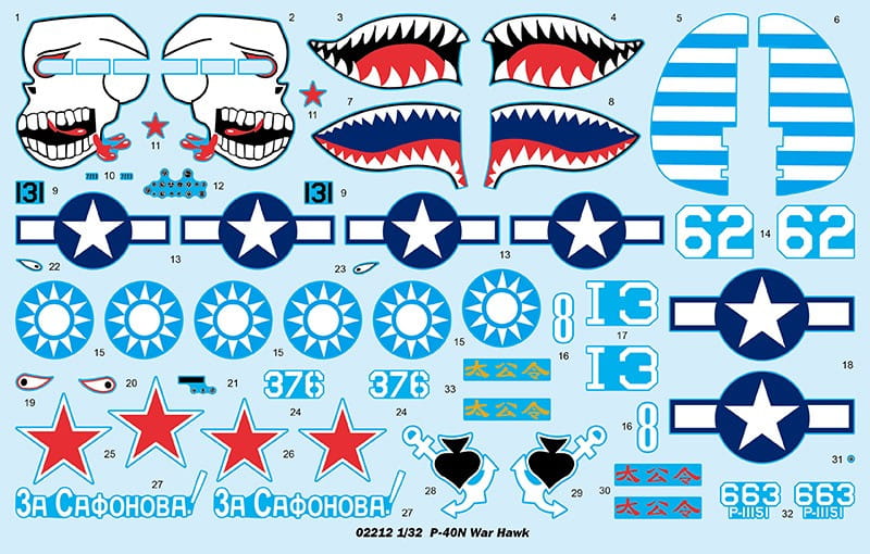 TRUMPETER 1:32 scale Curtiss P-40N Warhawk 02212 scale model kit