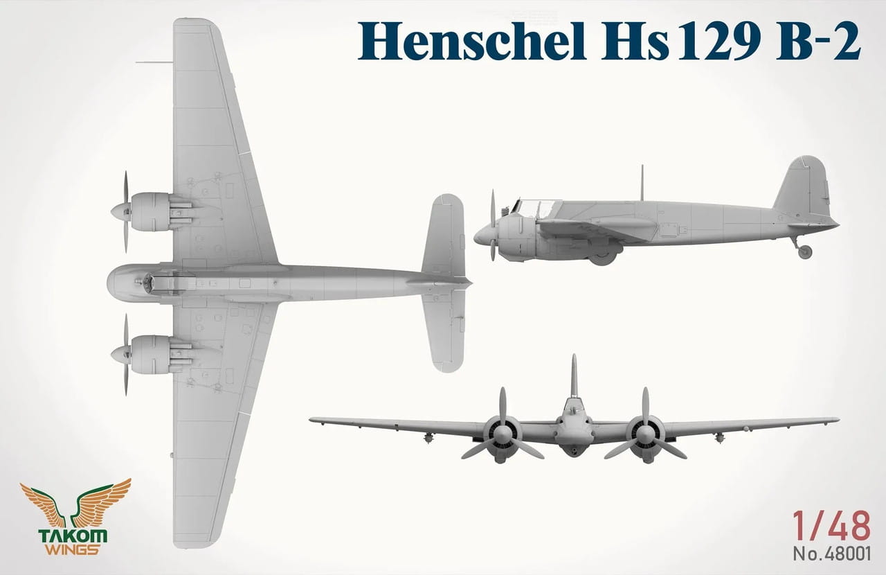 Takom 1/48 Scale Henschel Hs129 B-2 WWII Ground Attack Aircraft 48001 Plastic Model Kit NZ Stock