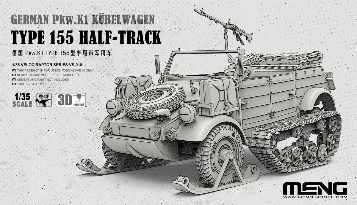 Meng Model 1/35 German Pkw.K1 Kübelwagen Type 155 Half-Track (No. VS-018)