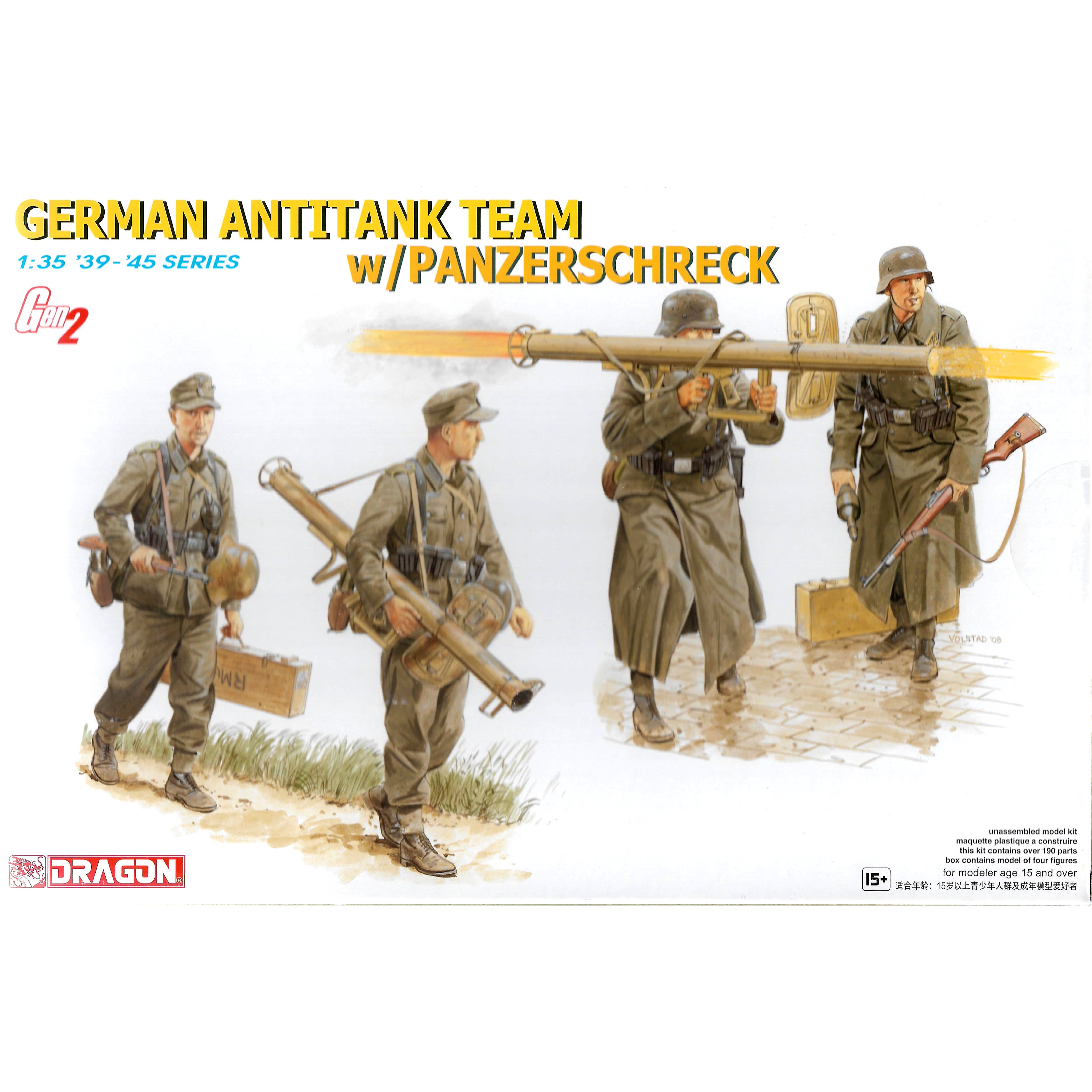 Dragon 1/35 Scale German Antitank Team w/ Panzerschreck WWII Figure Set 6374