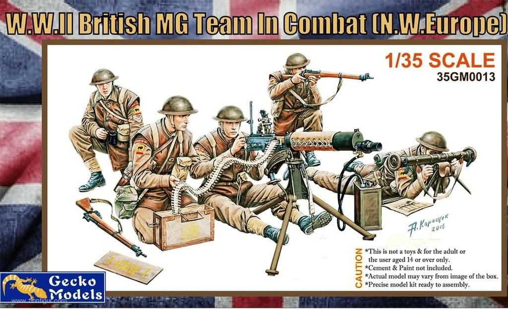 Gecko Models 1:35 scale W.W.II British MG Team In Combat (N.W. Europe) 35GM0013 scale model kit