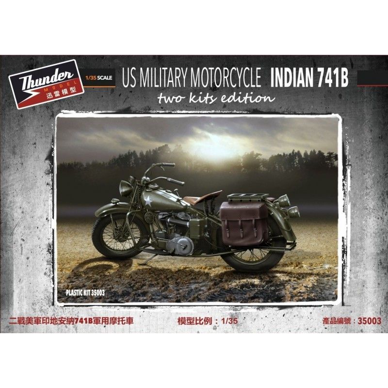 Thunder Model 1/35 US Indian 741B Motorcycle (2 Kits in 1 Box) | No. 35003