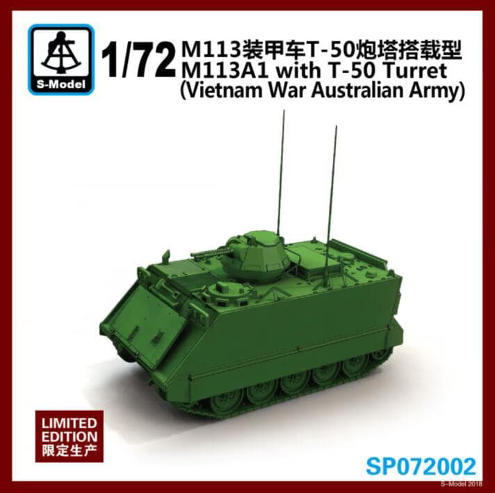 S-Model 1/72 Scale M113A1 with T-50 Turret Vietnam War Australian Army Plastic Model Kit SP072002 NZ Stock