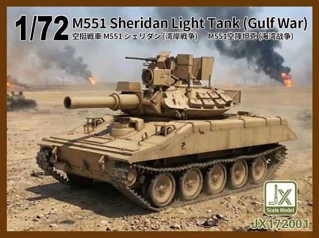 JX Scale Model 1/72 US M551 Sheridan Light Tank Gulf War JX172001 Operation Desert Storm American Airborne Armoured Reconnaissance Tank Plastic Model Kit NZ Stock