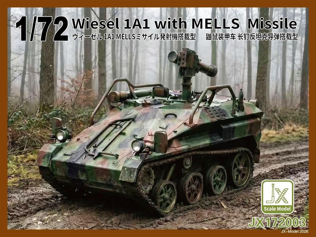 JX-Model 1/72 German Wiesel 1A1 with MELLS Missile 172003 Bundeswehr Airborne Anti-Tank Armoured Vehicle Plastic Model Kit NZ Stock