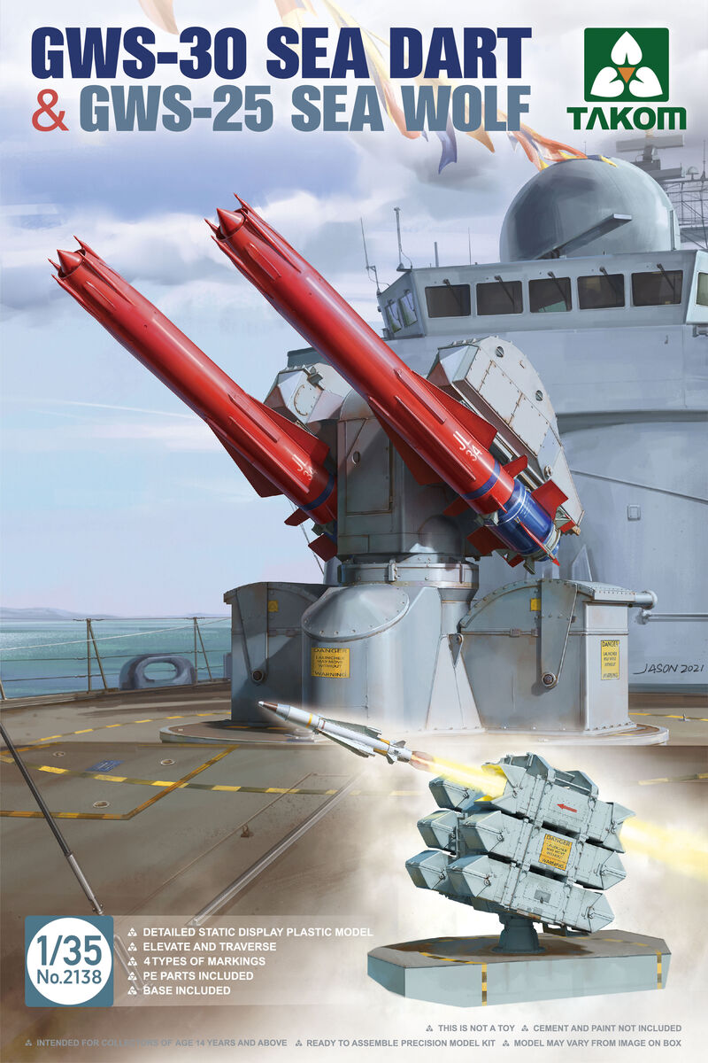 Takom 1/35 Scale GWS-30 Sea Dart & GWS-25 Sea Wolf Naval Missile System Plastic Model Kit 2138 NZ Stock