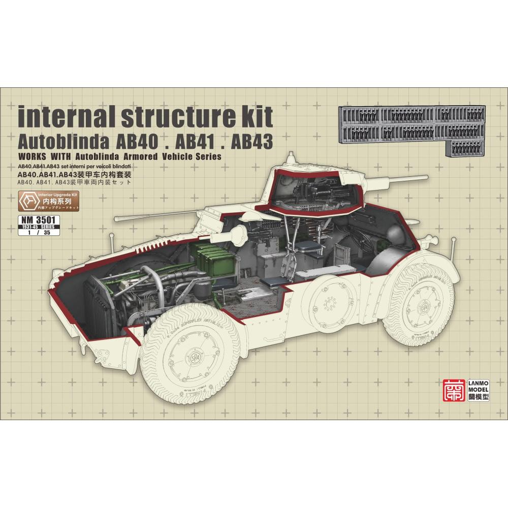 LANMO Model 1/35 Autoblinda AB40 AB41 AB43 Internal Structure Kit NM3501 Detail Set NZ Stock
