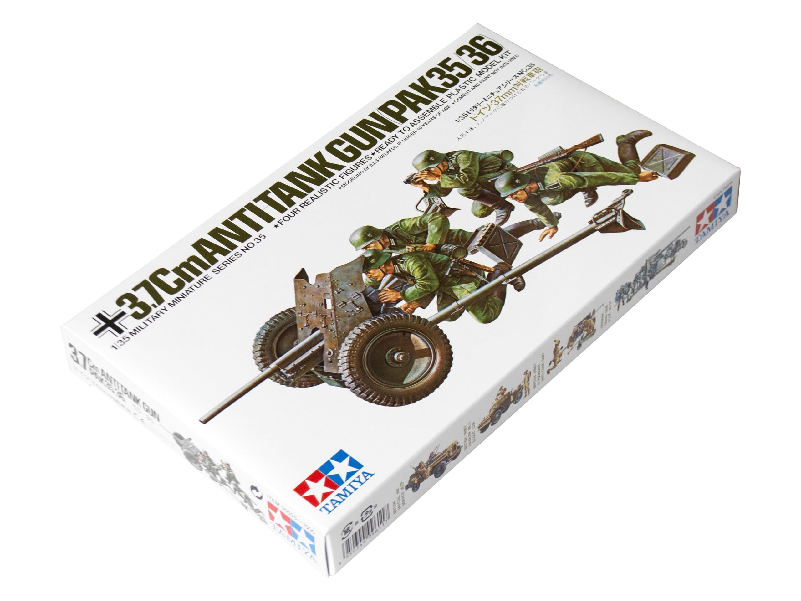 Tamiya 1/35 3.7cm PaK 35/36 German WWII Anti-Tank Gun with Crew Plastic Model Kit 35035 NZ Stock