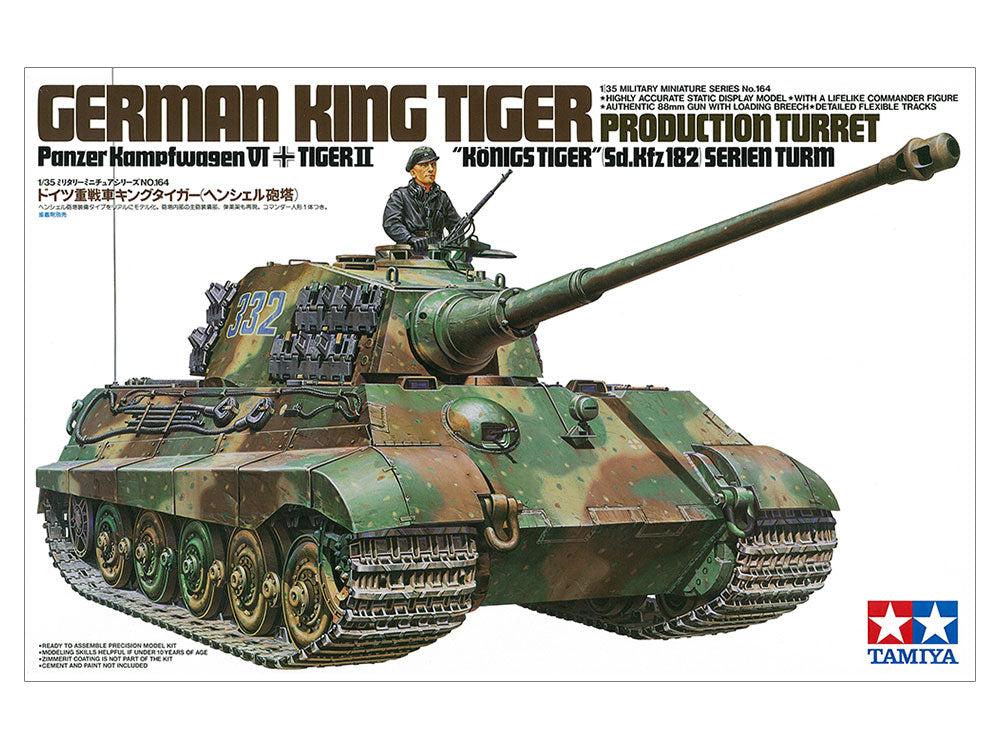 Tamiya 1/35 Scale King Tiger Production Turret Tiger II Sd.Kfz.182 Plastic Model 35164 NZ Stock
