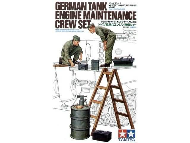 Tamiya 1/35 Scale German Tank Engine Maintenance Crew Set (2 Figures) Plastic Model 35180 NZ Stock