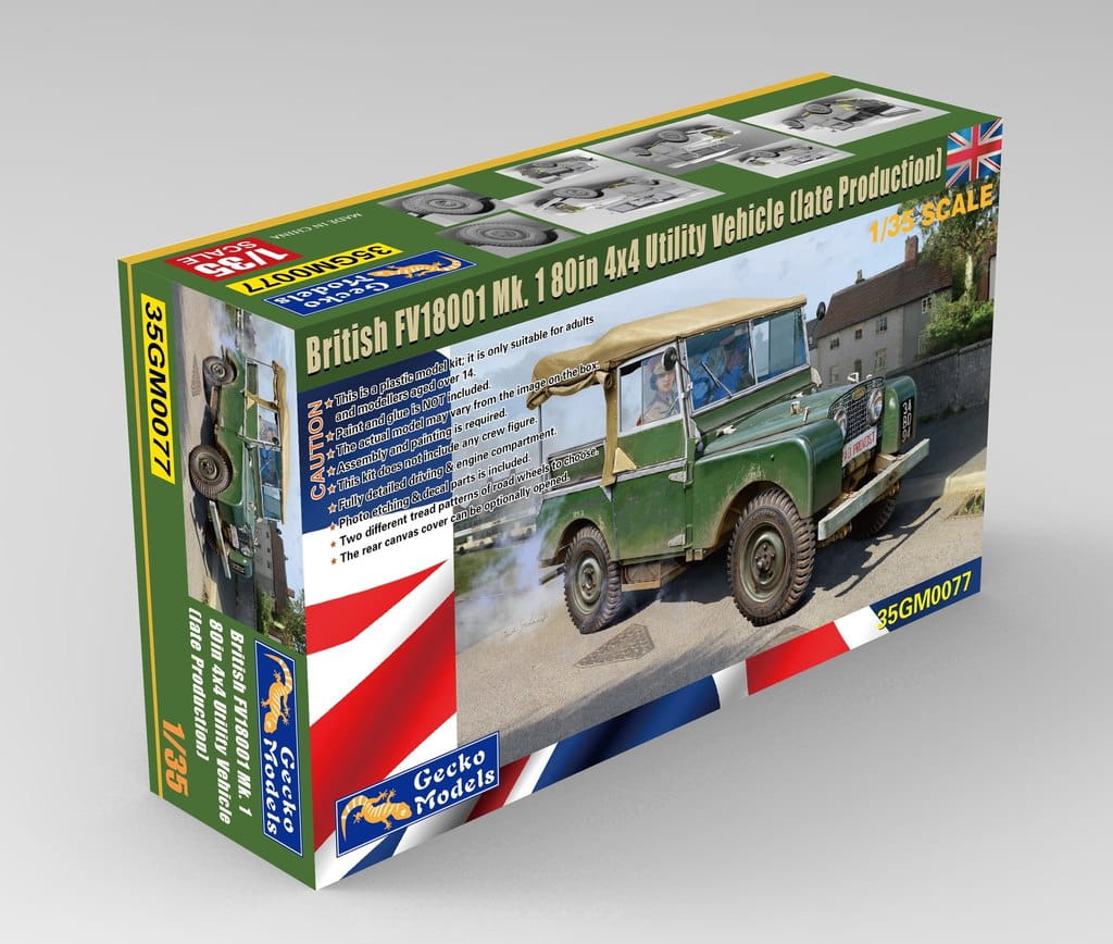 Gecko Models 1:35 scale British FV18001 Mk. 1 80in 4x4 Utility Vehicle Late Production 35GM0077 scale model kit