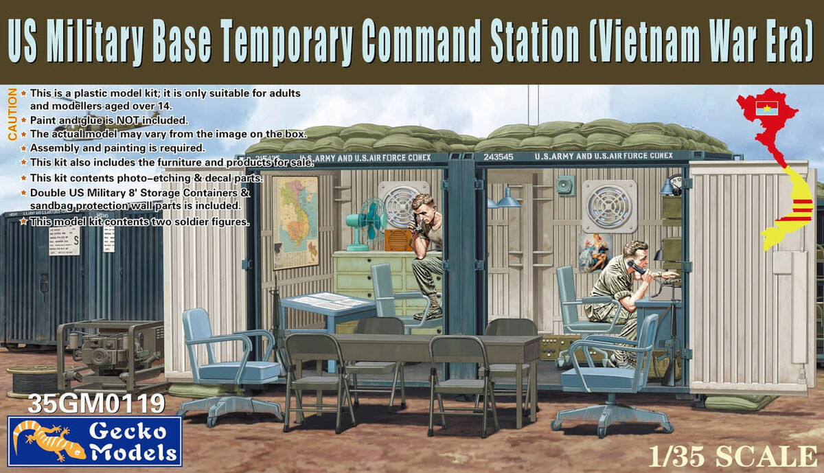 Gecko Models 1/35 U.S. Military Base Temporary Command Station Vietnam War Era 35GM0119 Diorama Kit NZ Stock