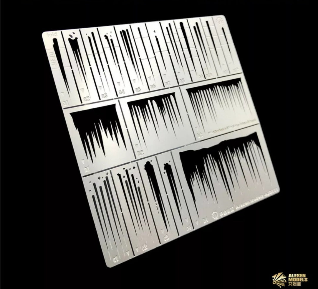 Alexen AJ0116 Spray Stencil Kit For Realistic Model Chipping & Weathering Effects - 80mm Template