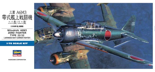 Hasegawa 1/72 Mitsubishi A6M3 Zero Fighter Type 22/32 – Kit No. 01456