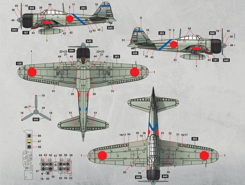 A6M2 Zero Fighter w/Interior of the Engine and Weapons Border BF-006 1:35