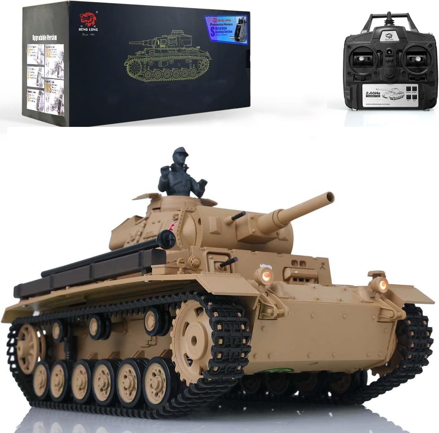 Henglong 1/16 Plastic German Panzer III H 3849 7.0 2.4G BB IR RC Tank Model RTR