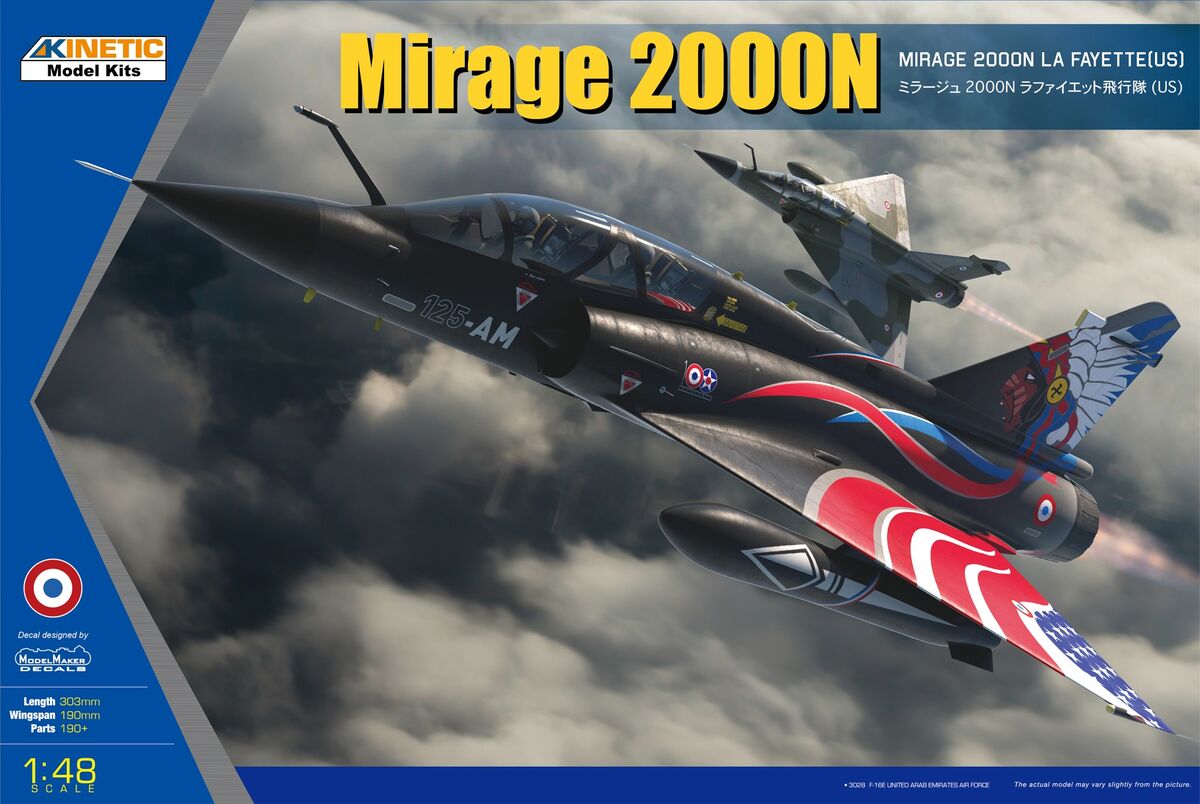 Kinetic 1/48 Mirage 2000N La Fayette K48124 French Air Force Nuclear Strike Fighter Model Kit NZ Stock