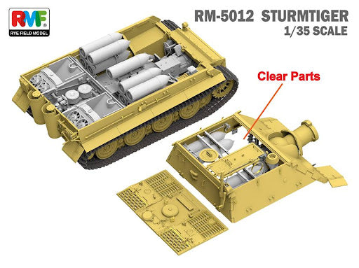 Rye Field Model 1/35 Scale Sturmmörser Tiger RM61 L/5.4 – 38 cm with Full Interior Plastic Model Kit RM-5012