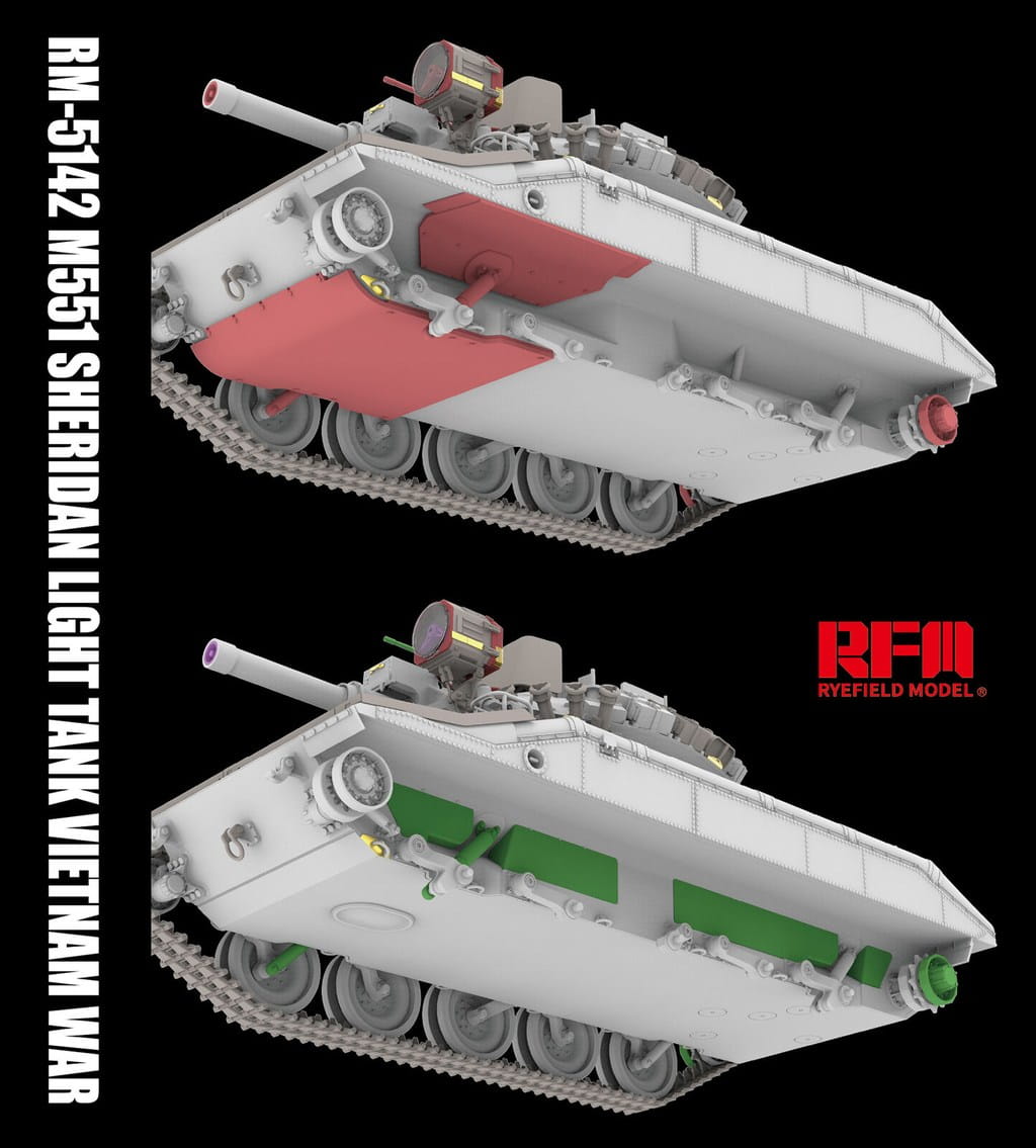 Rye Field Model 1/35 Scale M551 Sheridan Light Tank Vietnam War RM-5142 Plastic Model Kit NZ Stock