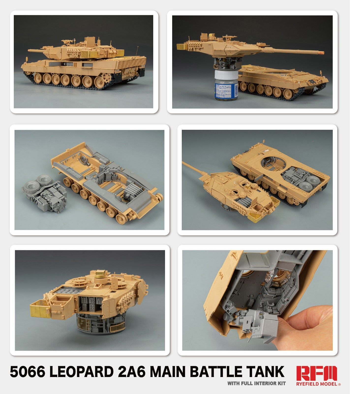 Rye Field Model 1/35 Leopard 2A6 Main Battle Tank Full Interior Plasti