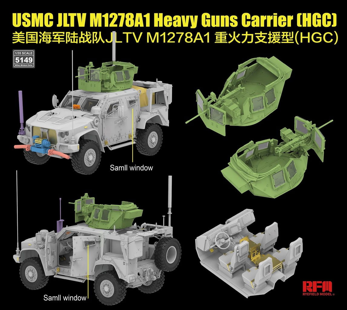 Rye Field Model 1/35 Scale USMC JLTV M1278A1 Heavy Guns Carrier (HGC) RM-5149 Plastic Model Kit NZ Stock