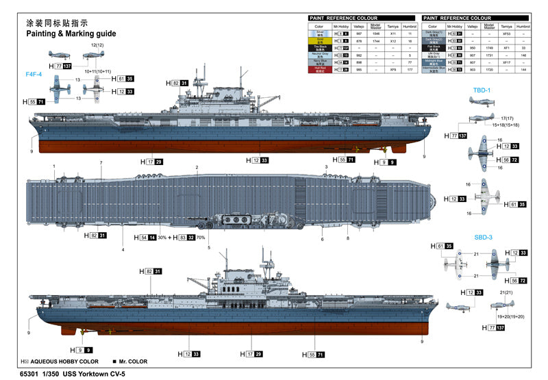 Merit International 1:350 scale USS Yorktown CV-5 65301 scale model kit