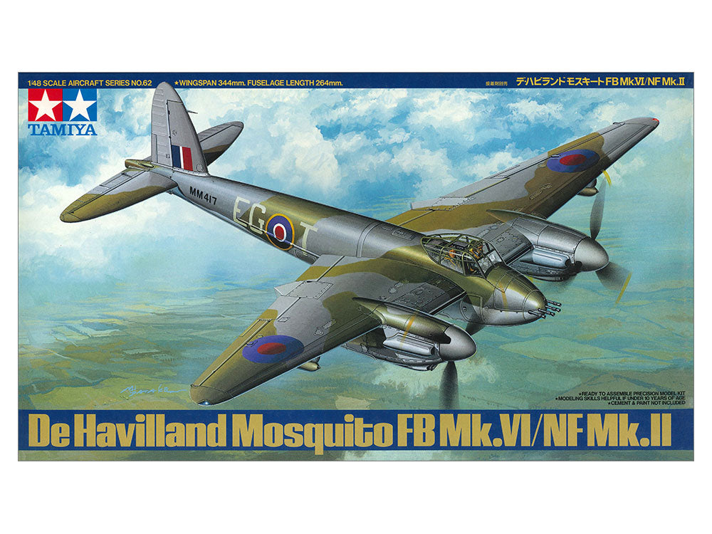 Tamiya 1/48 de Havilland Mosquito FB Mk.VI / NF Mk.II British WWII Multi-Role Aircraft Plastic Model Kit 61062 NZ Stock