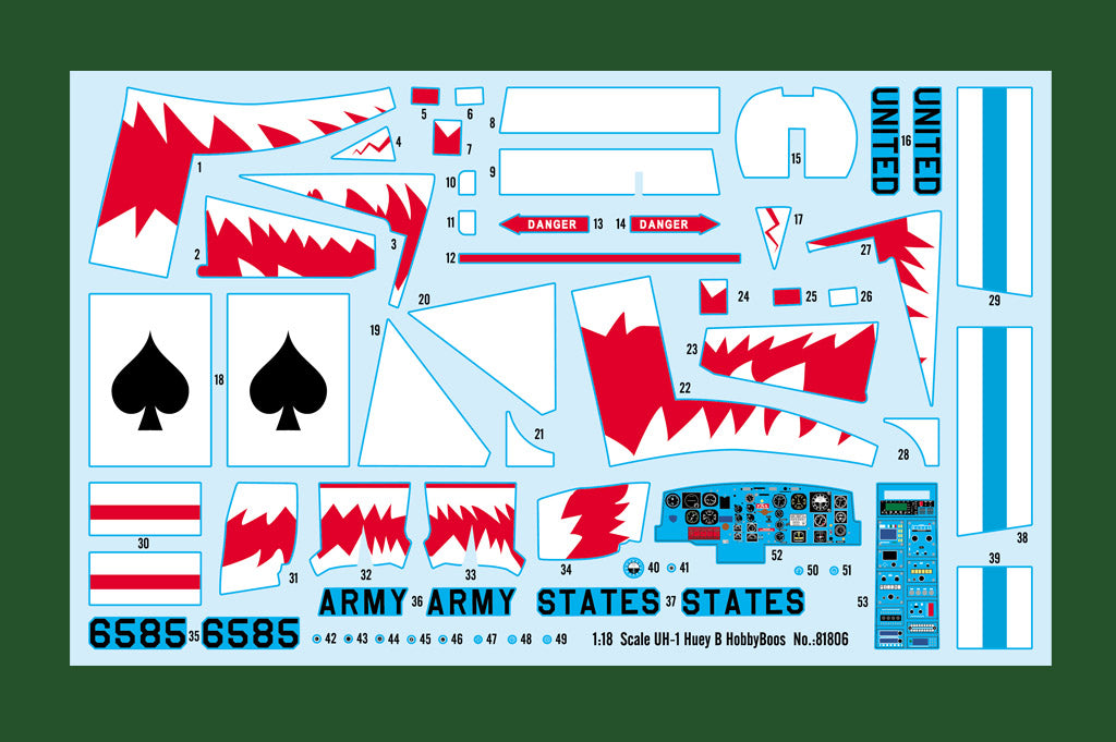 HobbyBoss 1/18 UH-1B Huey 81806 U.S. Army Vietnam War Utility Helicopter Model Kit NZ Stock