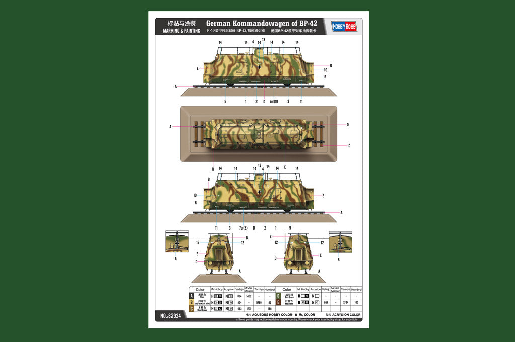 HobbyBoss 1/72 German BP-42 Kommandowagen 82924 WWII Armoured Train Command Car Plastic Model Kit NZ Stock