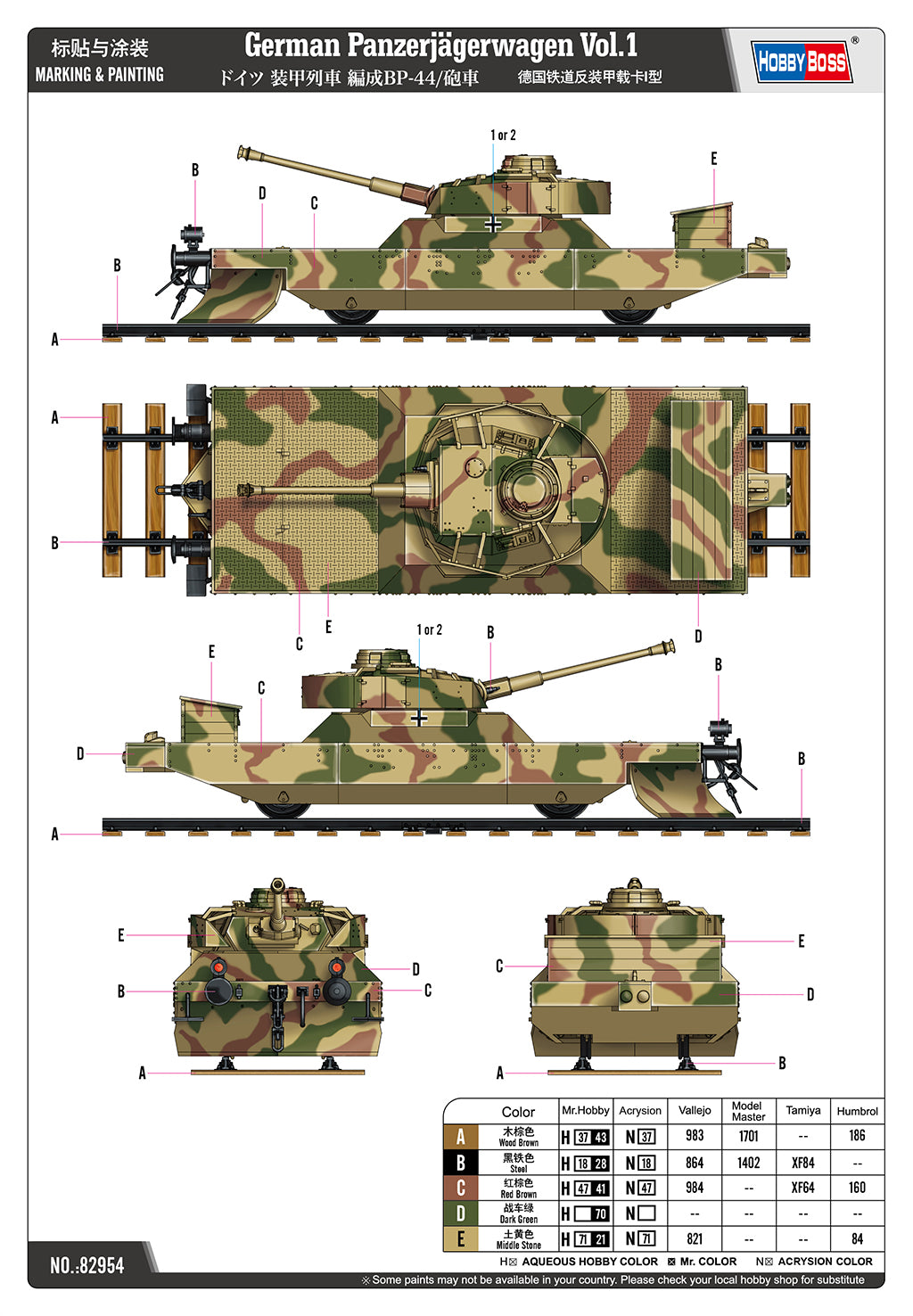 HobbyBoss 1/72 German Panzerjägerwagen Vol.1 82954 WWII German Armoured Train Anti-Tank Railway Wagon Plastic Model Kit NZ Stock