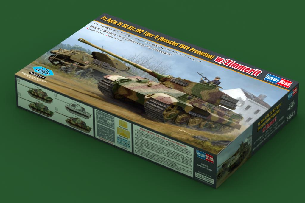HobbyBoss 1/35 German Tiger II King Tiger Henschel 1944 Production with Zimmerit 84531 WWII Heavy Tank Plastic Model Kit NZ Stock