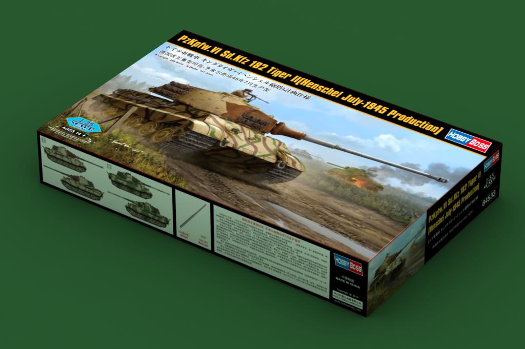 HobbyBoss 1/35 German Tiger II King Tiger Henschel July 1945 Production 84533 WWII Late War What-If Heavy Tank Plastic Model Kit NZ Stock
