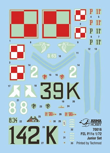 Arma Hobby 1:72 scale PZL P.11c "Junior Set" 70016 scale model kit