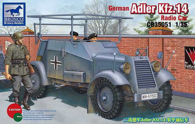 BRONCO 1:35 scale Adler Kfz.14 Radio Armored Car CB 35051 scale model kit