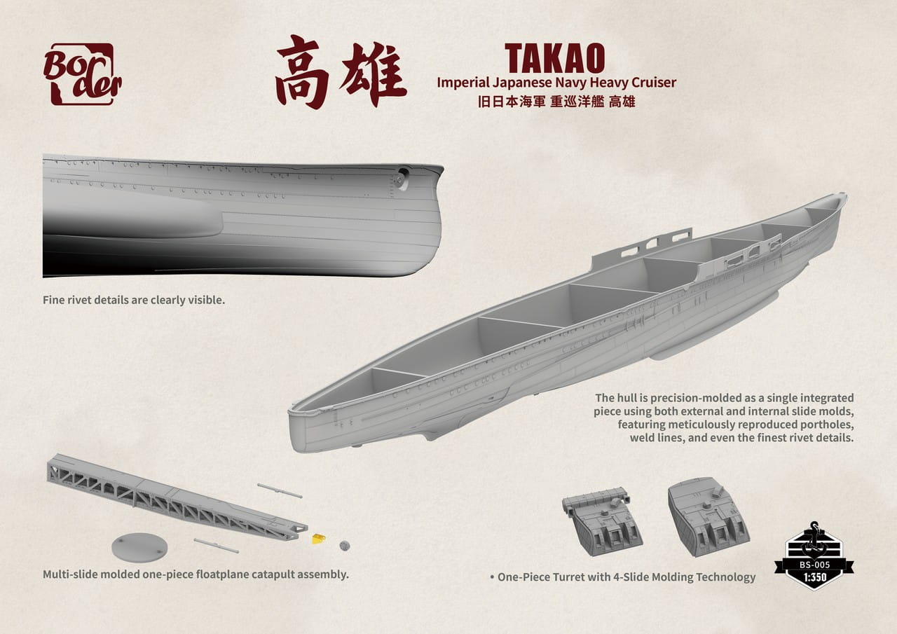 Border Model 1/350 Scale Heavy Cruiser Takao Plastic Model BS-005 NZ Stock