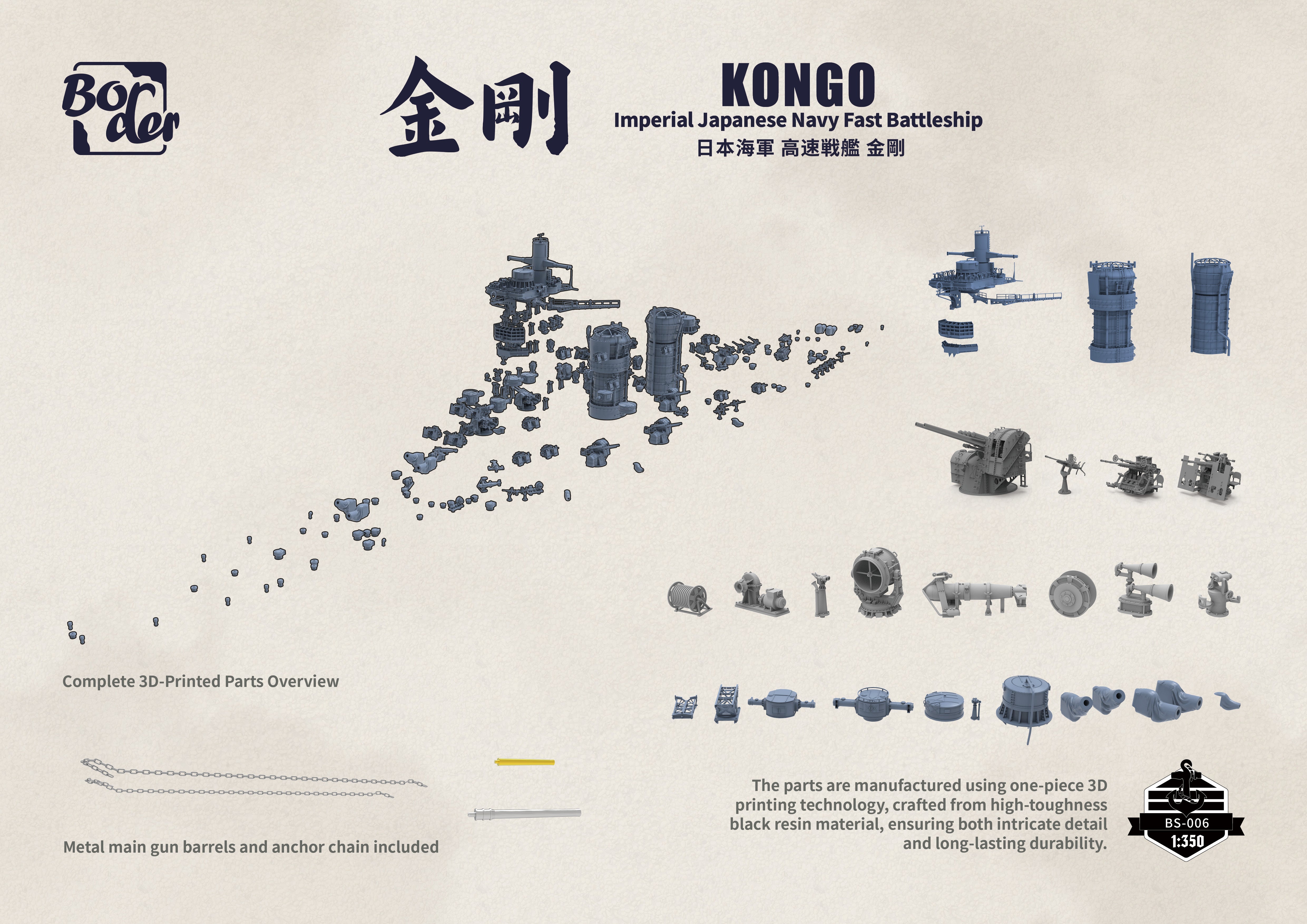 Border Model 1/350 Scale Battlecruiser Kongo Plastic Model BS-006 NZ Stock