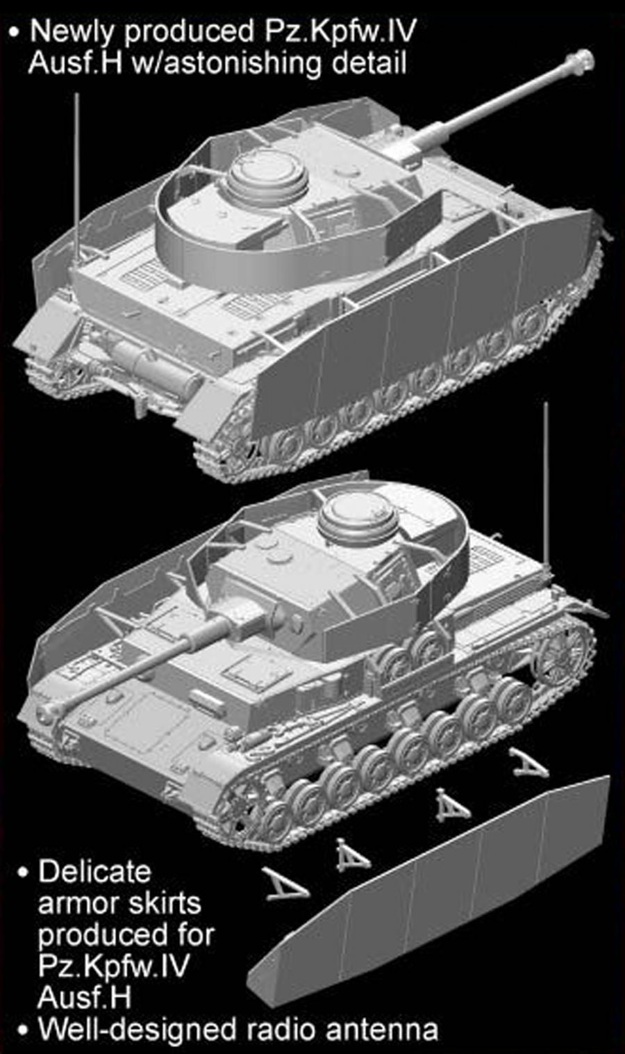 Dragon 1:72 scale Pz.Kpfw.IV Ausf.H w/ Schürzen 7497 scale model kit