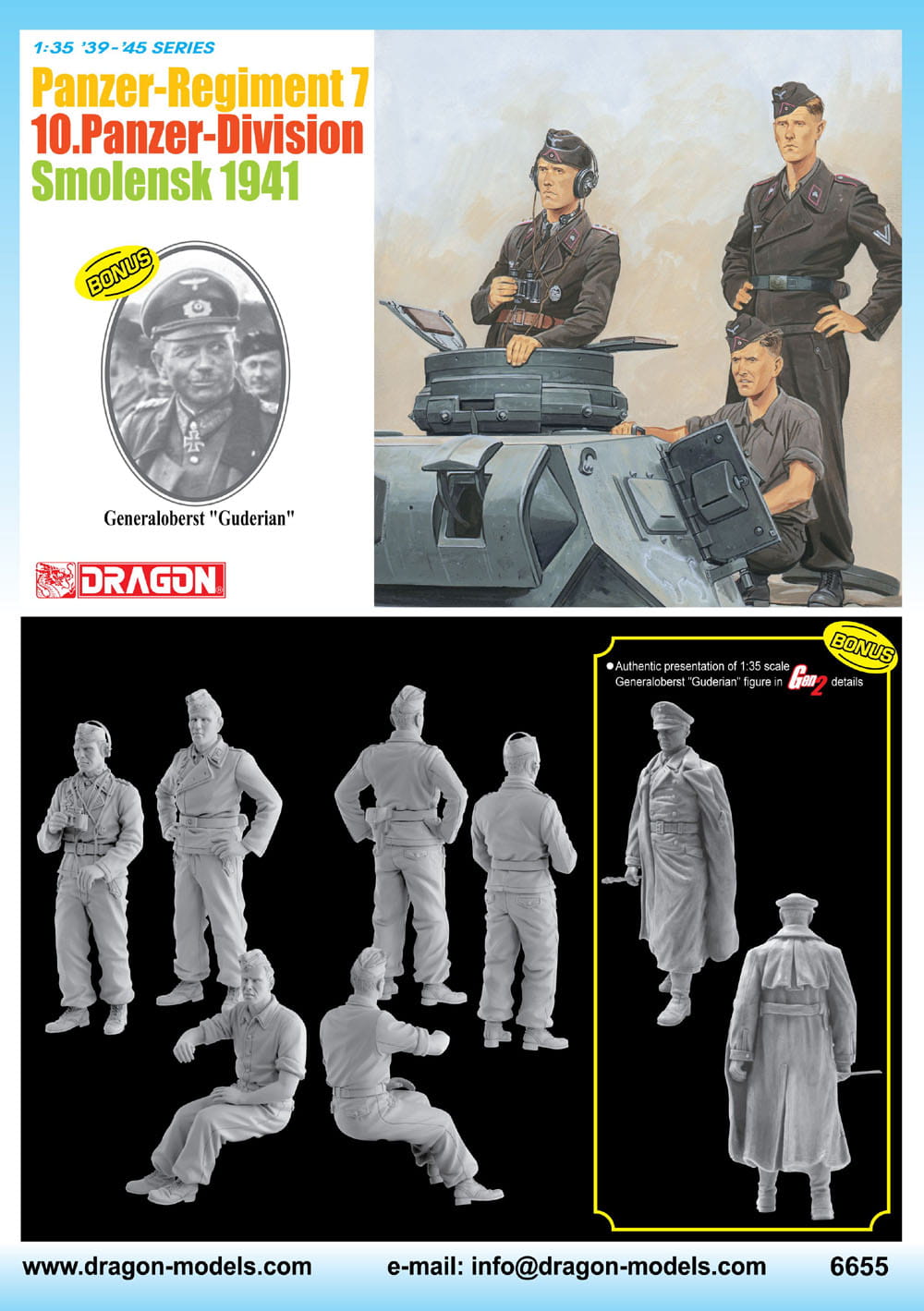 DRAGON 1:35 scale Panzer-Regiment 7,10 Panzer-Division Smolensk 1941 6655 plastic model kits