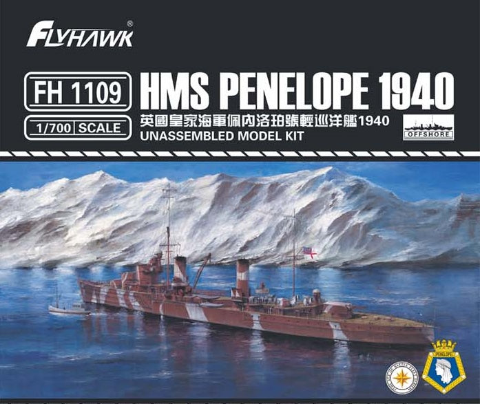 FlyHawk 1/700 Scale HMS Penelope 1940 Waterline Plastic Model Kit FH1109
