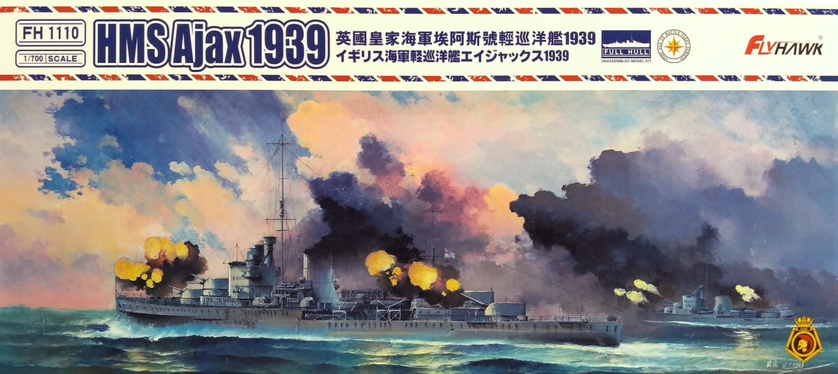 FlyHawk 1/700 Scale British Light Cruiser HMS Ajax 1939 Plastic Model Kit FH1110
