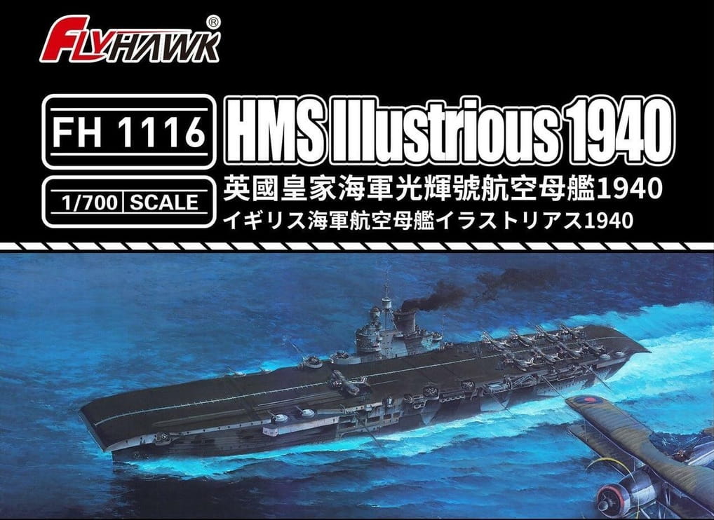 FlyHawk 1/700 Scale HMS Illustrious 1940 Aircraft Carrier FH1116 Plastic Model Kit NZ Stock