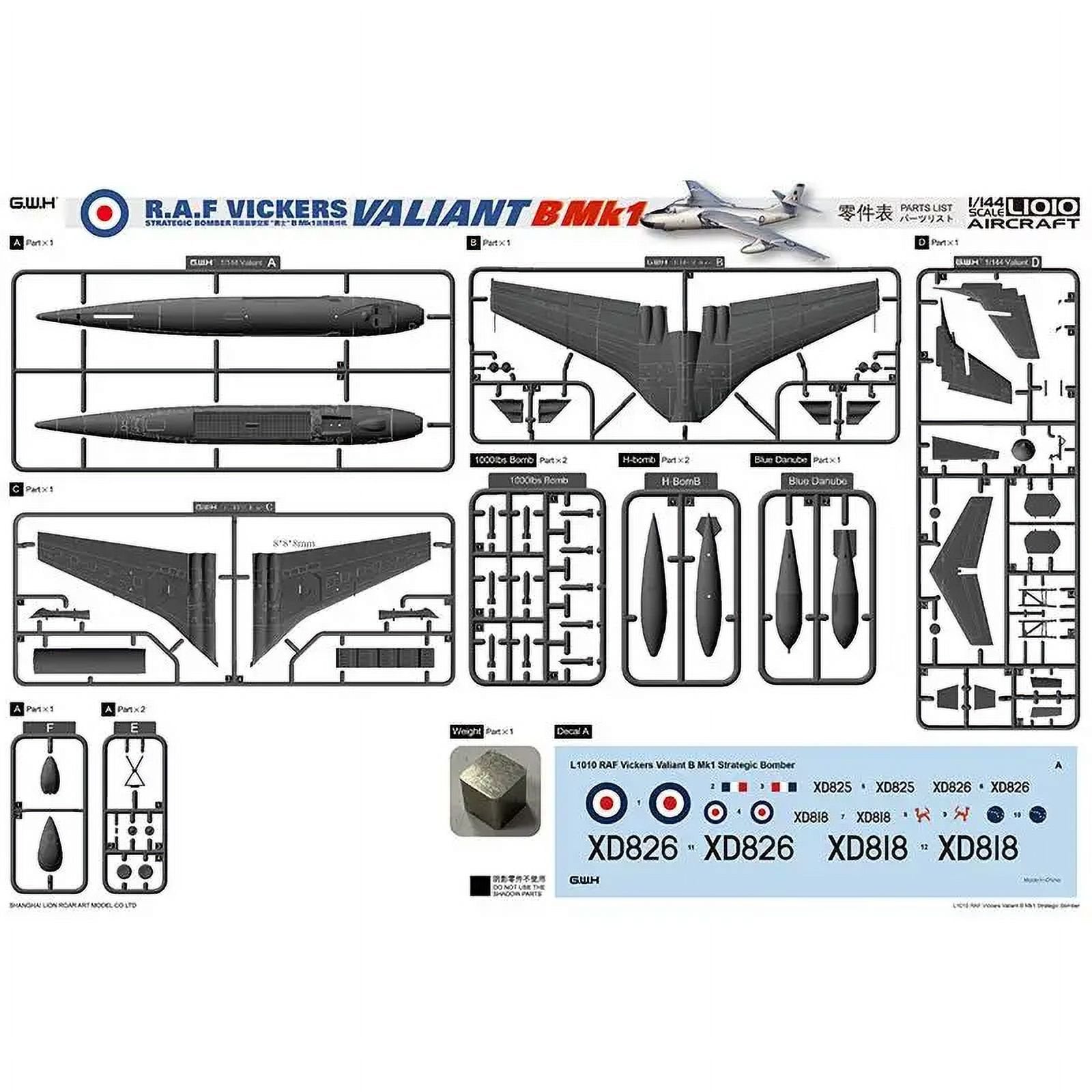 Great Wall Hobby 1:144 scale RAF Vickers Valiant B Mk.1 British Strategic Bomber L1010 scale model kit