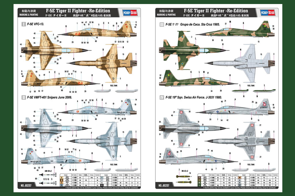 HOBBY BOSS 1:72 scale F-5E Tiger II fighter 80207 scale plastic model kit